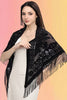 Black Burnout Velvet Rose Shawl