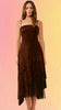 Chocolate Faux Suede And Lace Dress