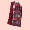 Artsy Love Cat Gloves: Wine