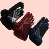 Plaid Faux Fur Trimmed Gloves