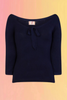 Pretty Illusion Knit Top: Navy