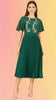 Green Sequin Embroidered Pleated Dress