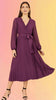 Purple Pleated Wrap Midi Dress
