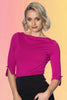 Boatneck Beauty Knit Top: Magenta