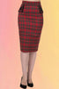 Red Tartan Victory Pencil Skirt