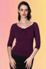 Pretty Illusion Knit Top: Plum