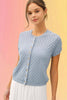 Pointelle Short Sleeve Cardi: Sky Blue