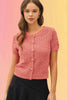 Cotton Crochet Short Sleeve Cardi: Dusty Coral