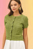 Cotton Crochet Short Sleeve Cardi: Pine
