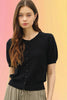 Pointelle Short Sleeve Cardi: Black