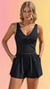 Twist Front Swim Romper: Black