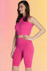 Hi-Waisted Bamboo Bike Shorts: Fuschia