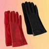 Leatherette Top Gloves: Red