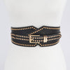 Studded Wide Stretch Belt: Black Gold
