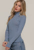 Retro Ribbed Striped Turtleneck: Blue
