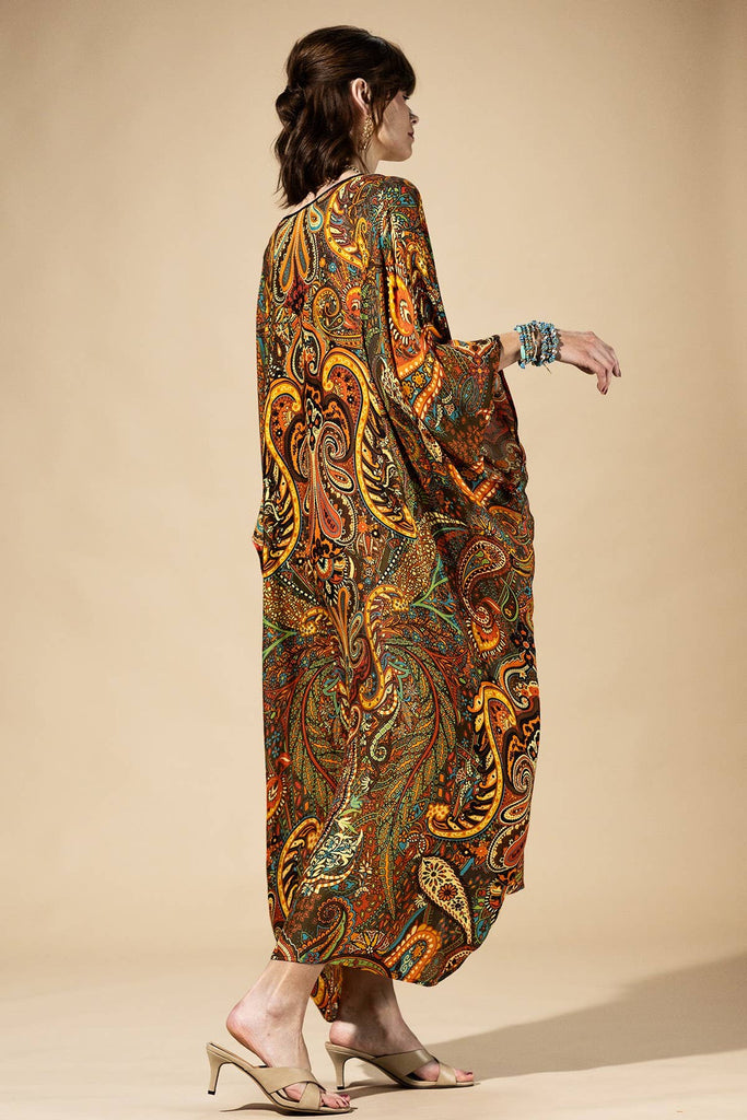 Saffron Paisley Caftan Dress