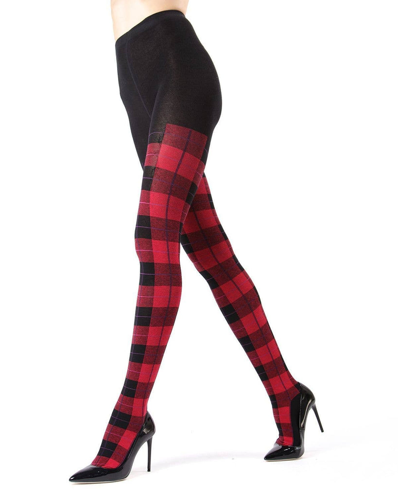 Glasgow Plaid Sweater Tights: Brown / L-XL