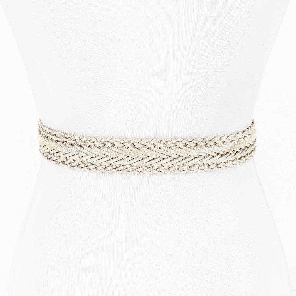 Metallic Braided Belt: Silver