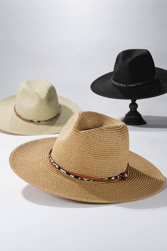 Panama Hat with Double Trim: DARK NATURAL