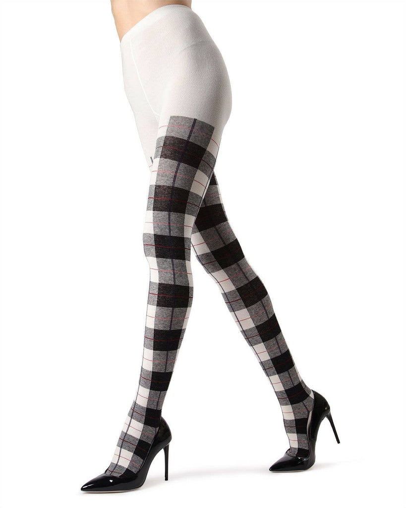 Glasgow Plaid Sweater Tights: Brown / L-XL