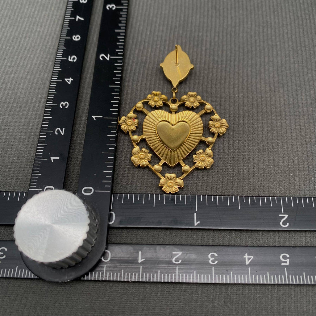 18K Gold Plated Frida Heart Earrings