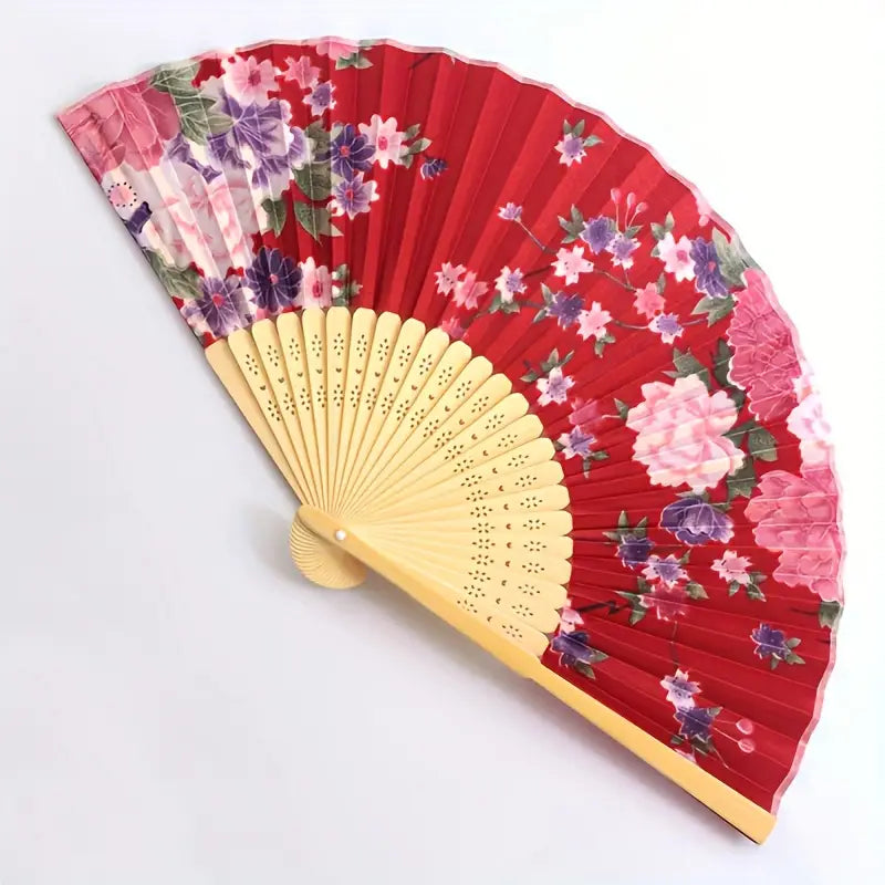 Peonie Rose Bamboo Base Fan9