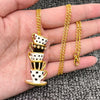 Monochrome Teacups Charm Necklace