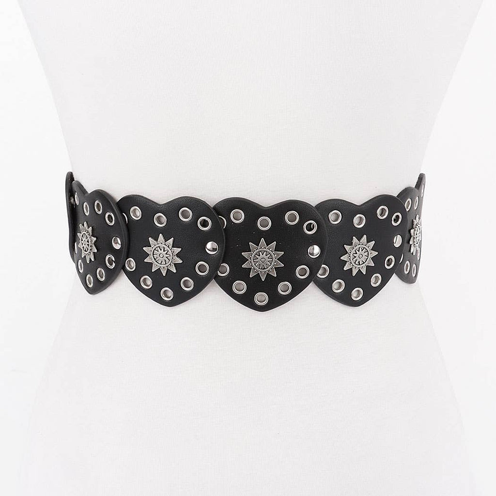 Heart Shaped Western Belt: Black