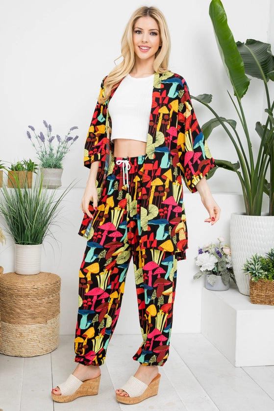 Night Mushrooms Kimono