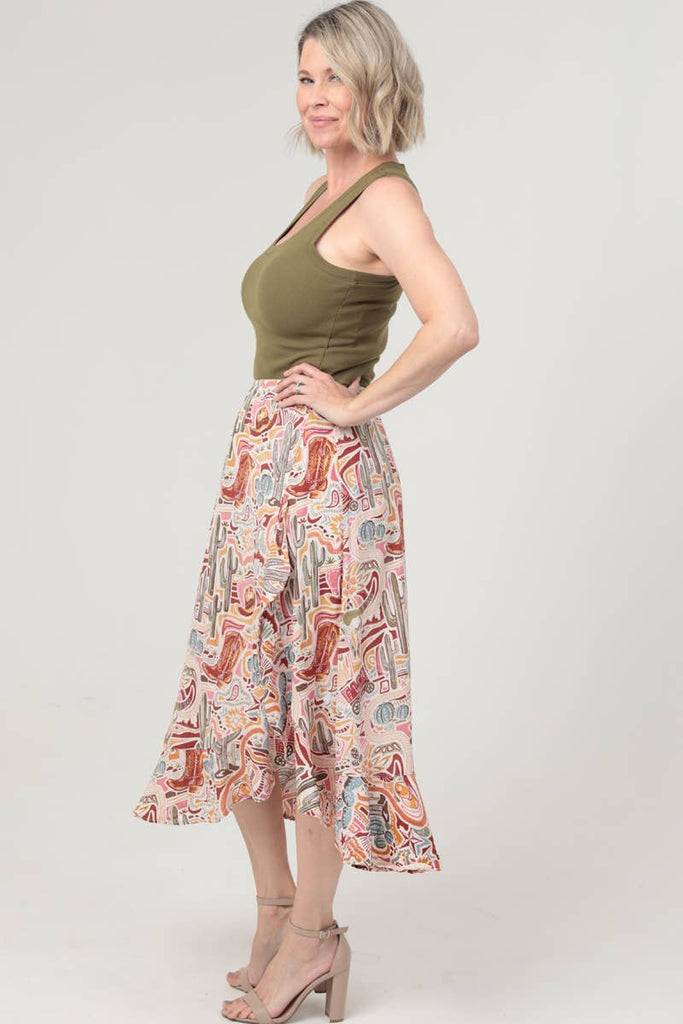 Western Cactus Ruffle Skirt