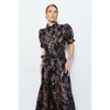 Golden Lurex Floral Jeweled Maxi Dress