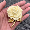 Cream Rose Matte Gold Plated Brooch