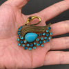 Blue Rhinestone Swan Brooch