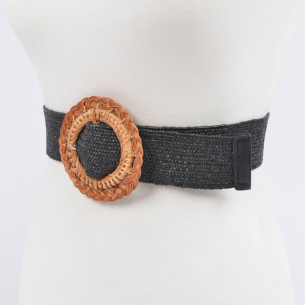 Bamboo Buckle Stretch Straw Belt: Extra Long