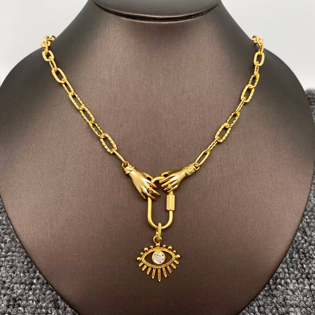 Hands An Heart Charm Gold Plated Necklace