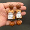 Ginger Cat Dangle Earrings