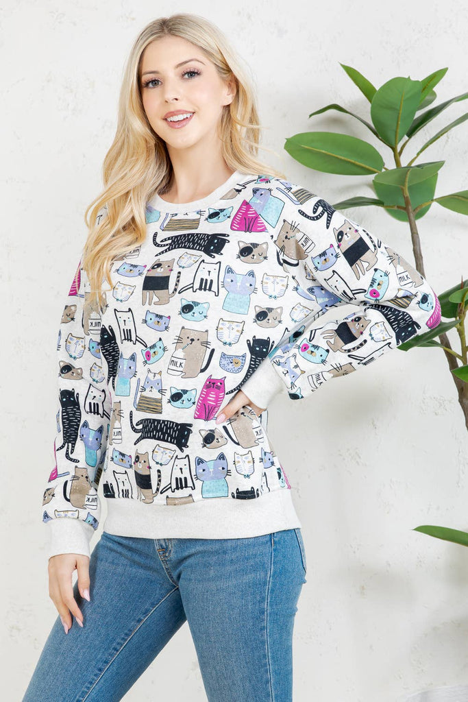 Colorful Cats Fleece Sweatshirt