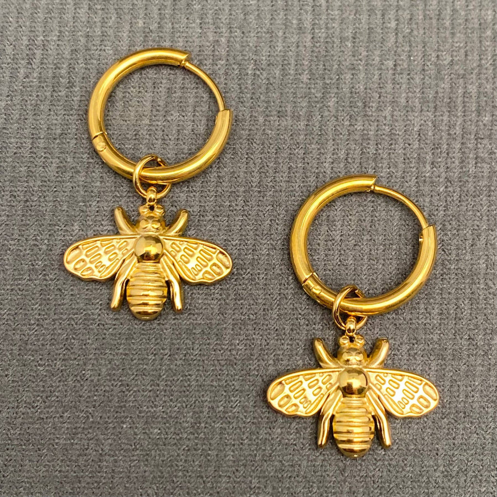Bee 18K Gold Plated Huggie Earrings