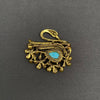 Blue Rhinestone Swan Brooch