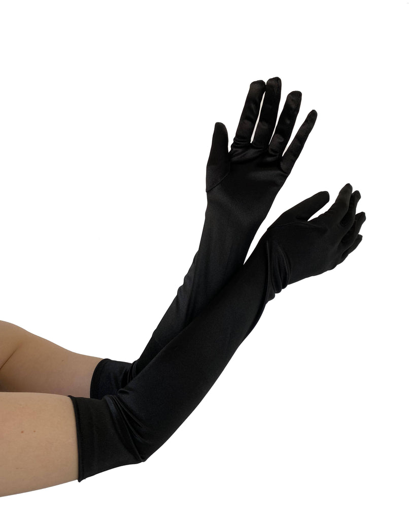 Plain Satin Gloves: Black