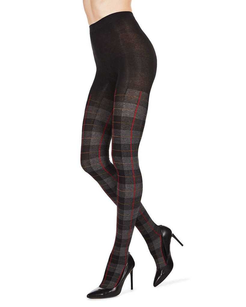 Glasgow Plaid Sweater Tights: Brown / L-XL