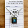 Book Locket Necklace - Frankenstein - Blue Portrait: Stainless Steel