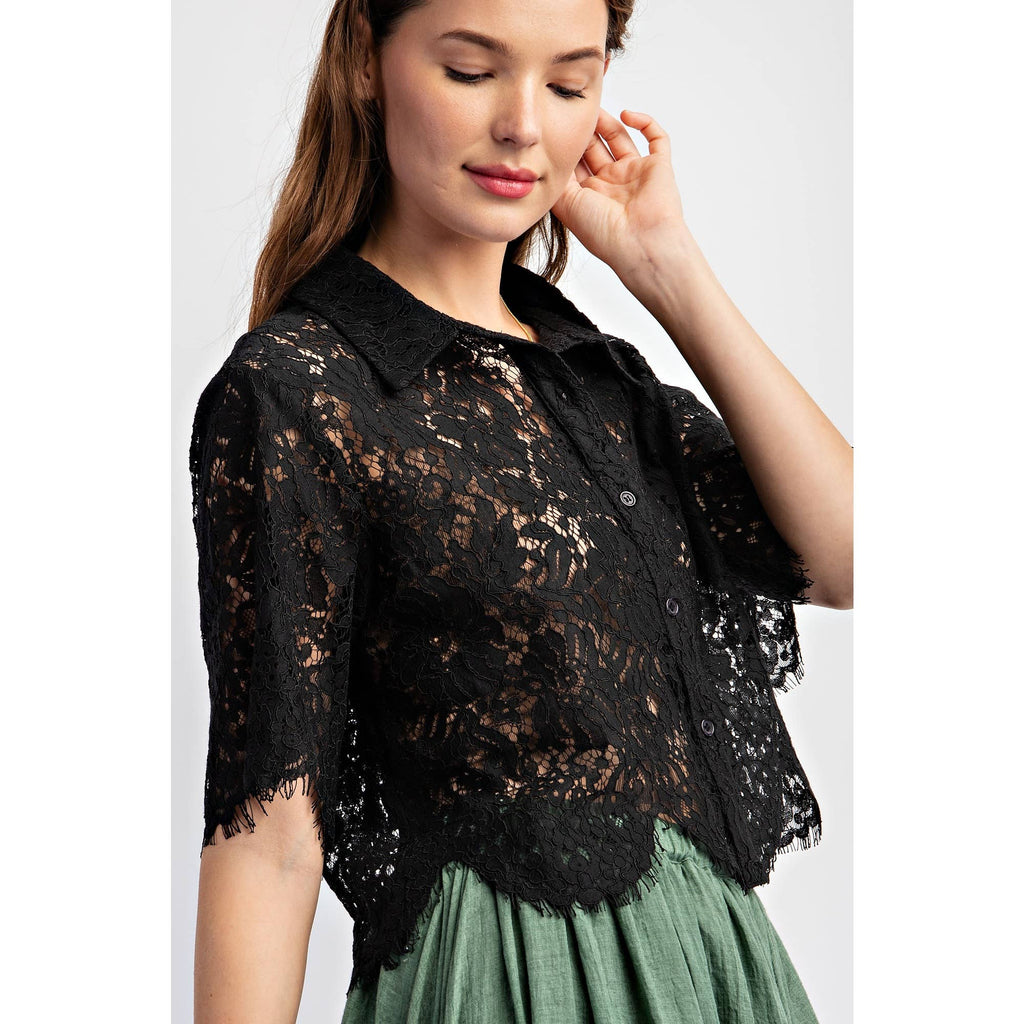 Scalloped Lace Blouse