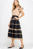 Mixed Media Lace Trim Midi Dress