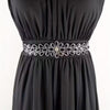 Rhinestone Floral Stretch Belt: Black