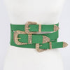 Western Buckles Wide Elastic Belt: Green
