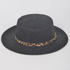 Faux Straw Hat W/Leo Band: Black