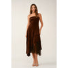 Chocolate Faux Suede And Lace Dress
