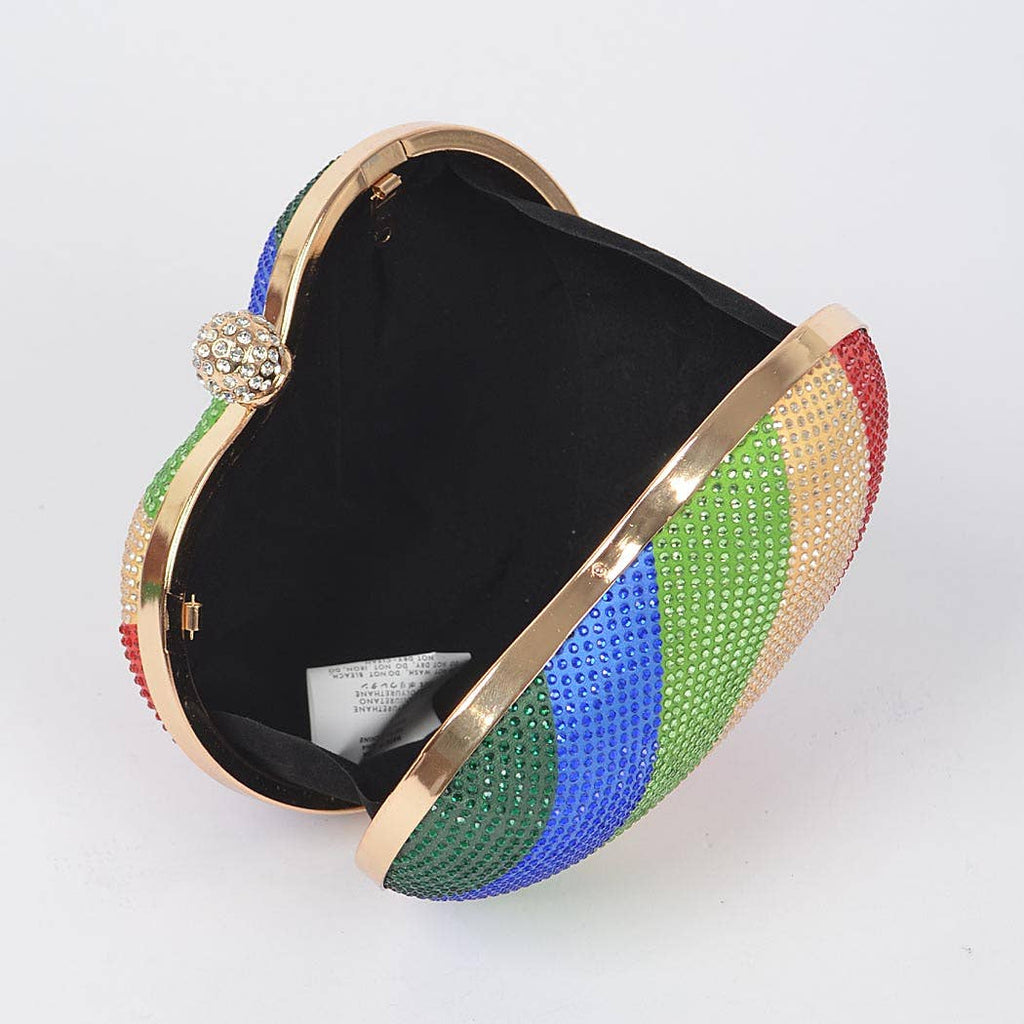 Rhinestone Rainbow Heart Bag