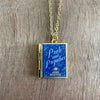 Book Locket Necklace - Pride and Prejudice - New Blue: Brass